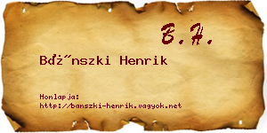 Bánszki Henrik névjegykártya